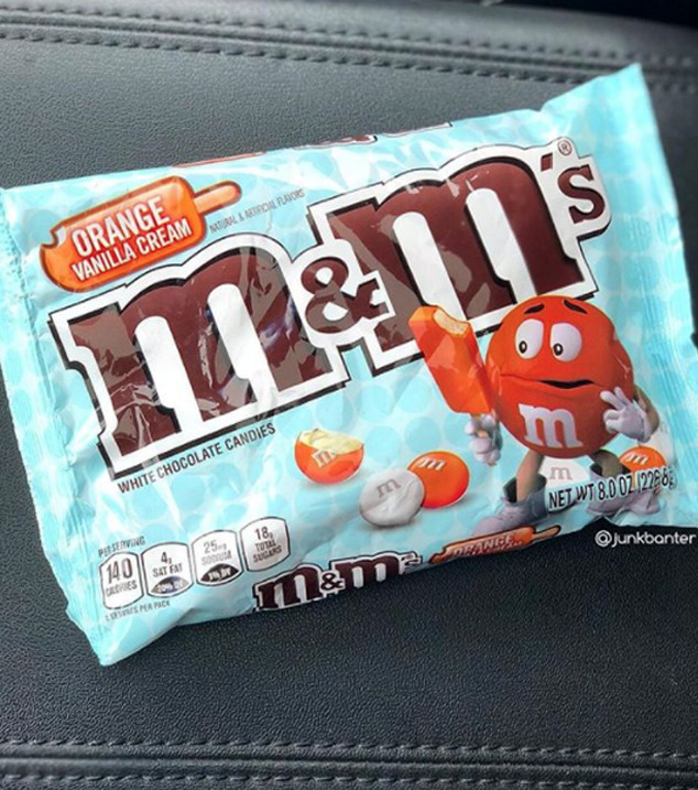 M&M's, orange vanilla cream M&M's, orange vanilla cream